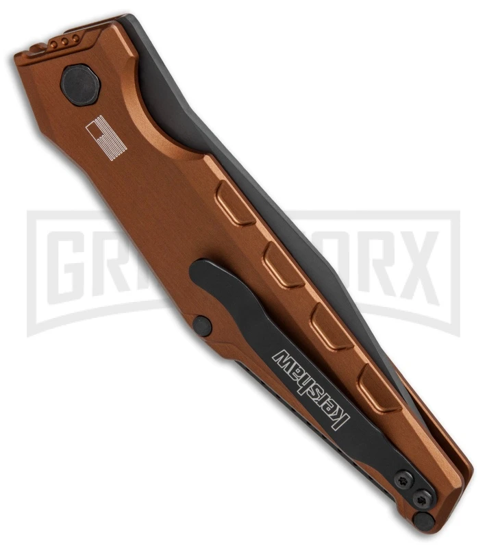 Kershaw Launch 7 Galyean Earth Brown Automatic Knife - Black Plain - Image 2