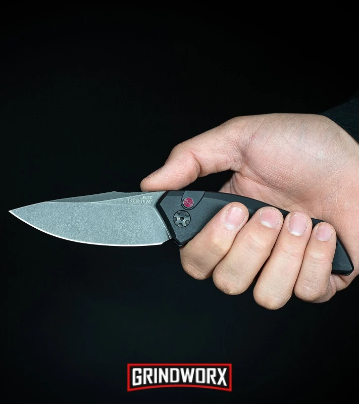Kershaw Launch 1 Red Aluminum Automatic Knife - Blackwash Plain - Image 4