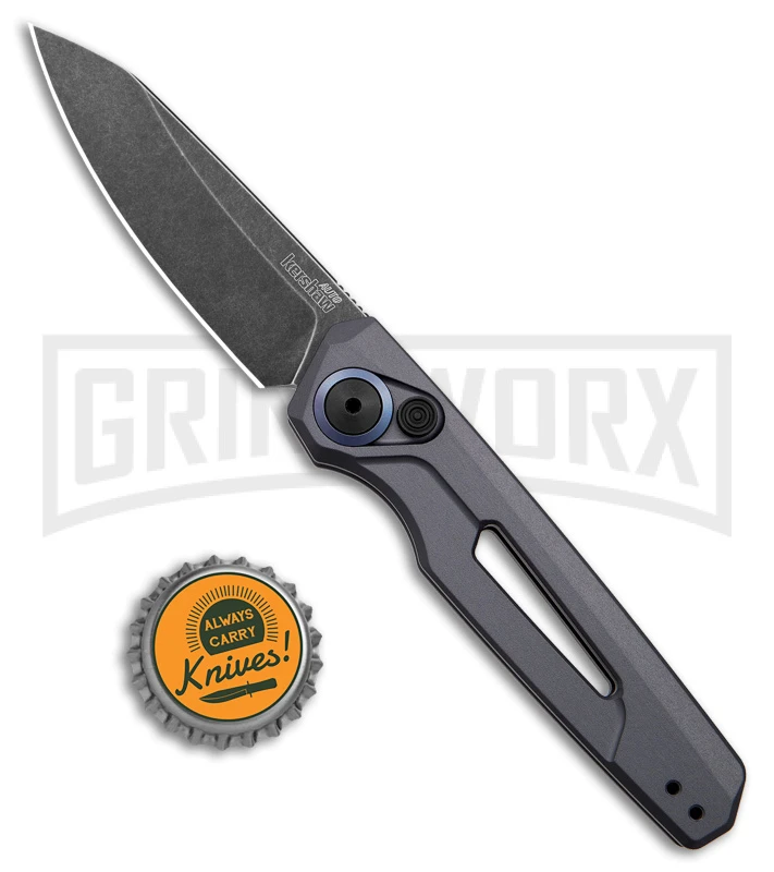Kershaw Launch 11 Gray Aluminum Automatic Knife - Blackwash Plain - Image 4