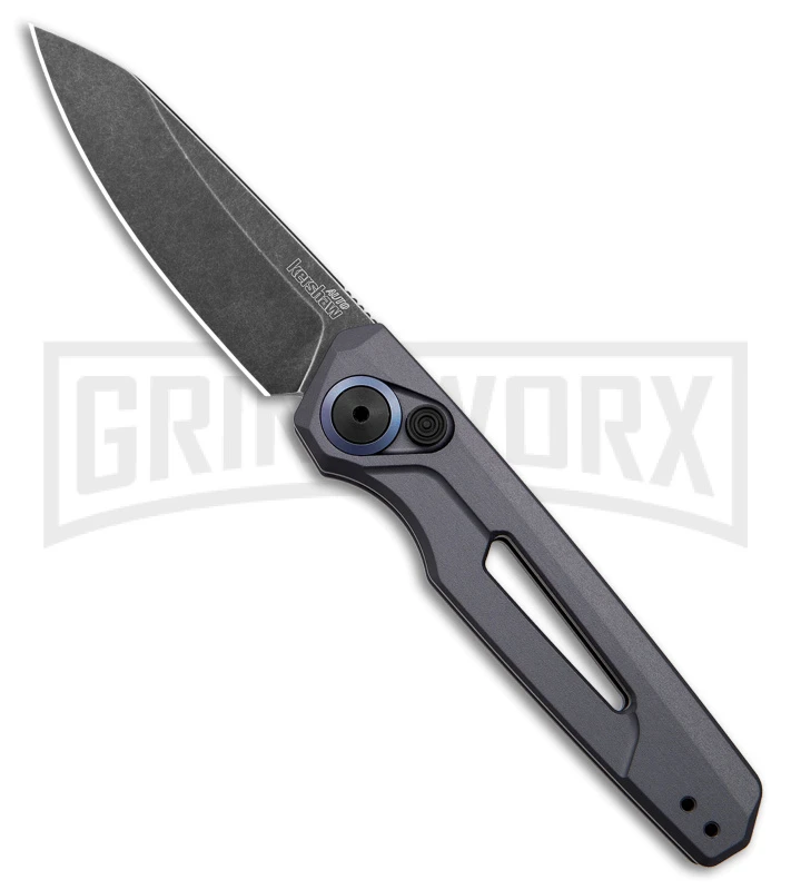 Kershaw Launch 11 Gray Aluminum Automatic Knife - Blackwash Plain