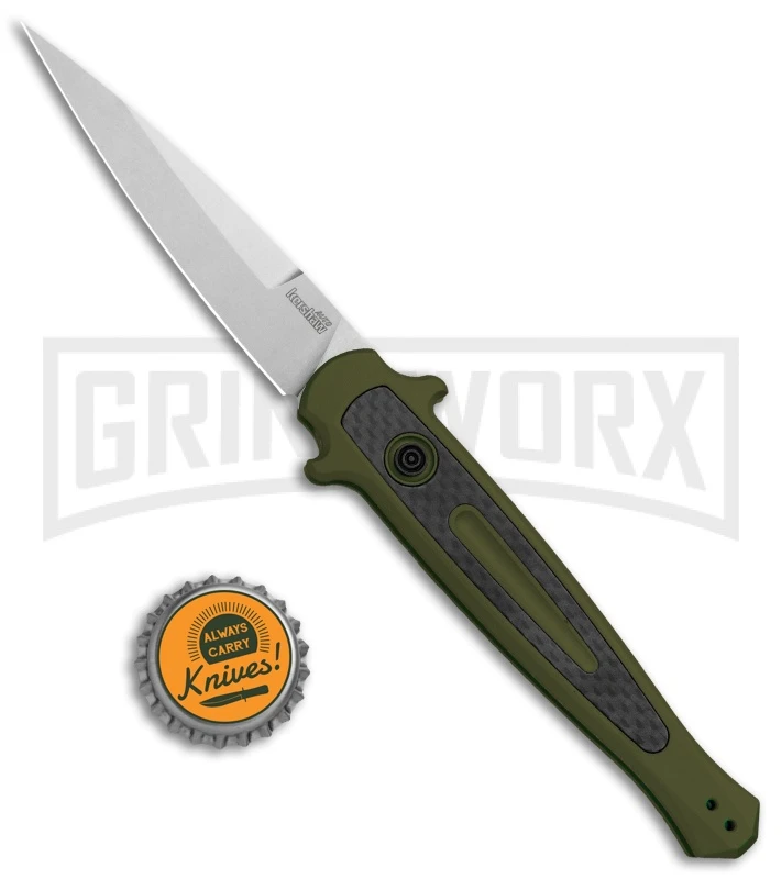 Kershaw Launch 8 Stiletto Automatic Knife Green/CF (3.5" Stonewash) - Image 4