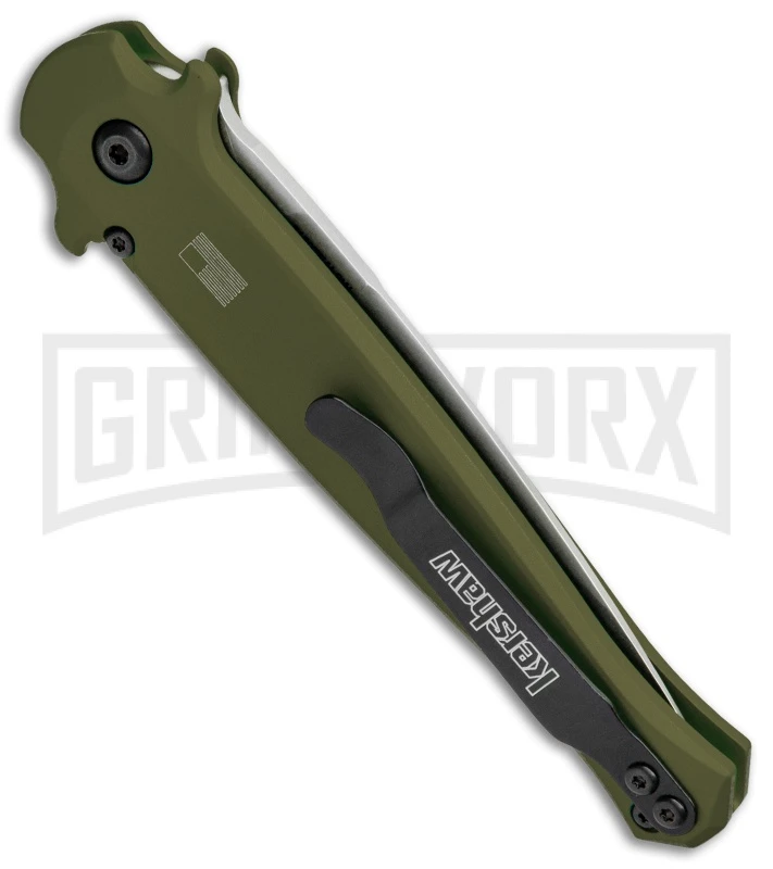 Kershaw Launch 8 Stiletto Automatic Knife Green/CF (3.5" Stonewash) - Image 3