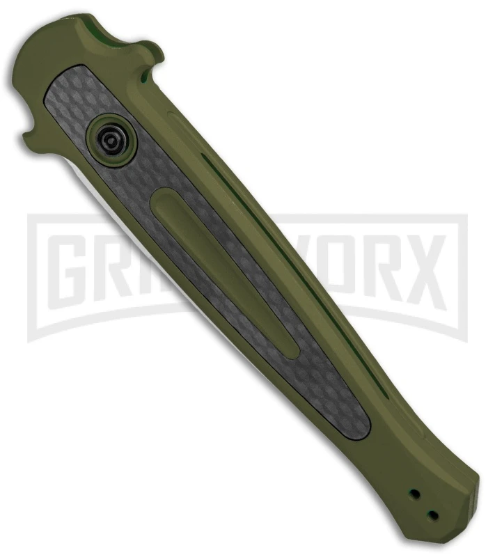 Kershaw Launch 8 Stiletto Automatic Knife Green/CF (3.5" Stonewash) - Image 2