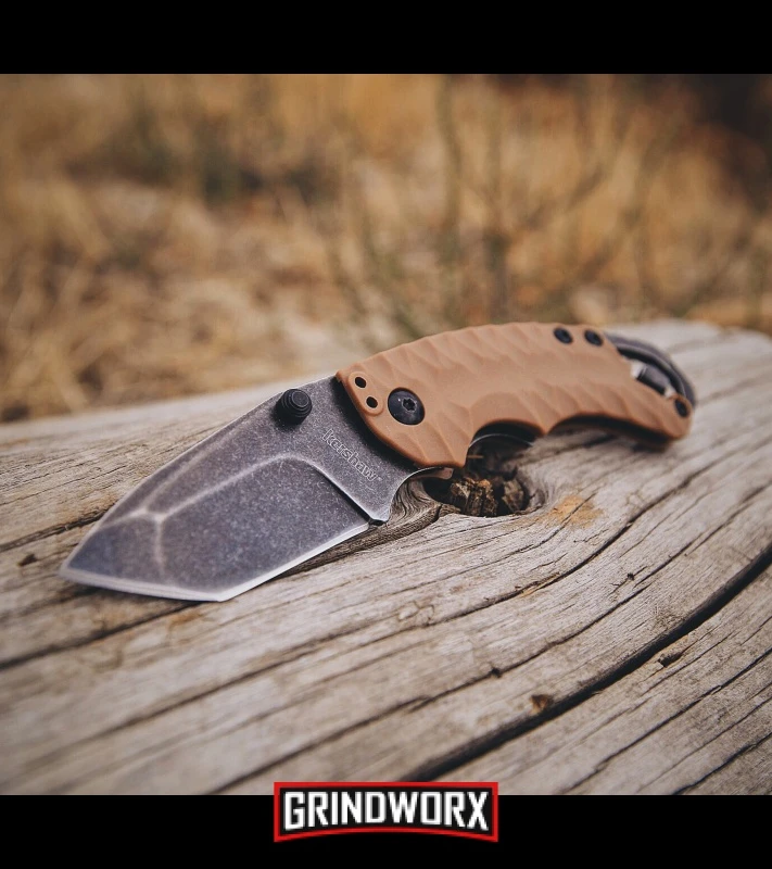 Kershaw Shuffle II Tanto Liner Lock Knife Tan - BlackWash - Image 3