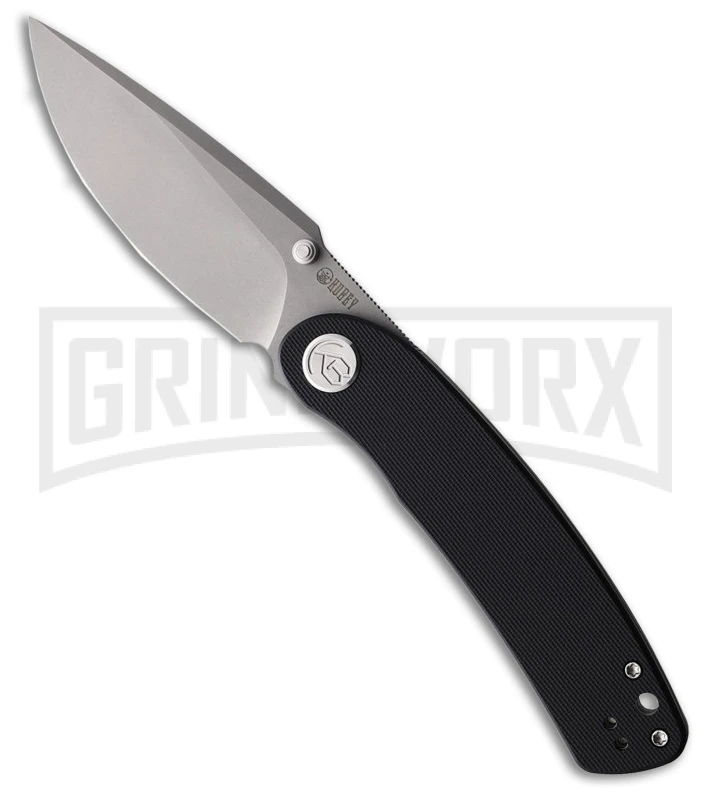 Kubey Momentum Black G-10 Folding Knife - Bead Blast Plain AUS-10A