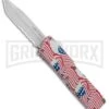 Lightning American Flag D/A OTF Automatic Knife - Tanto Satin Serr