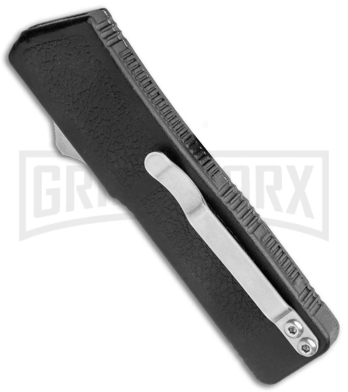 Lightning Black D/A OTF Automatic Knife - Tanto Two Tone Serrated - Image 3