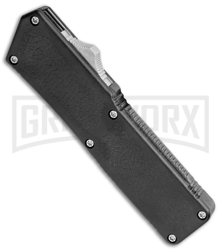 Lightning Black D/A OTF Automatic Knife - Tanto Two Tone Serrated - Image 2
