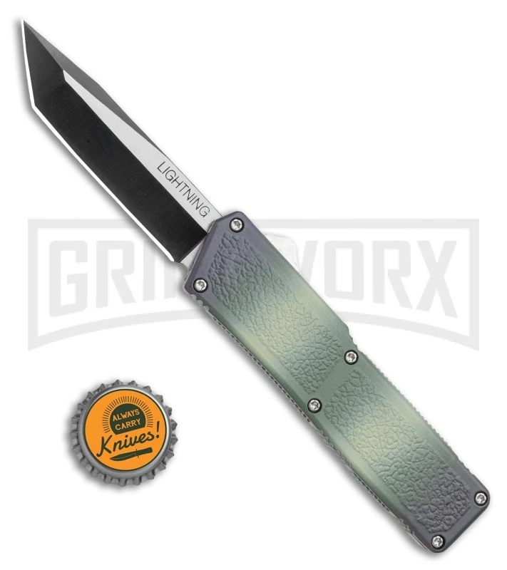Lightning Camo D/A OTF Automatic Knife - Black - Image 4