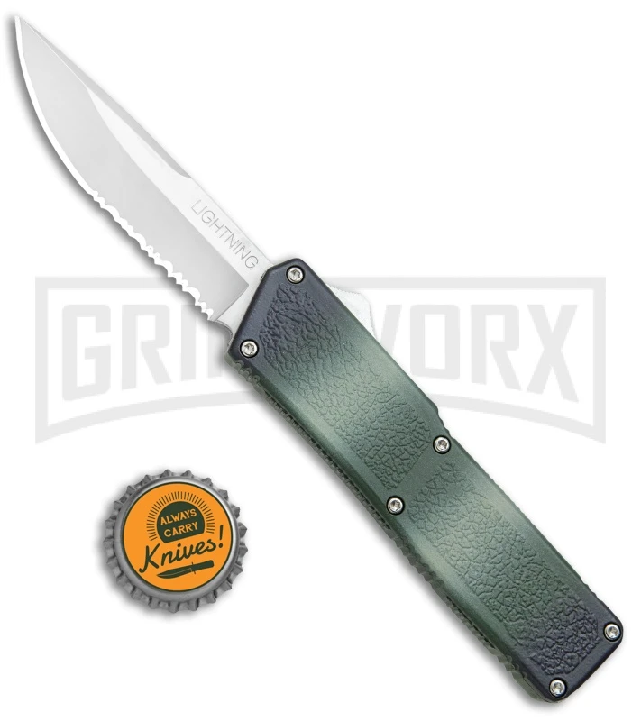 Lightning Camo D/A OTF Automatic Knife - Satin Serr - Image 4