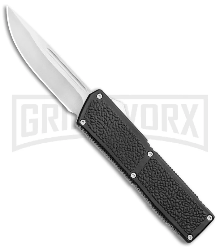 Lightning Elite Black D/A OTF Automatic Knife - Drop Point Satin Plain