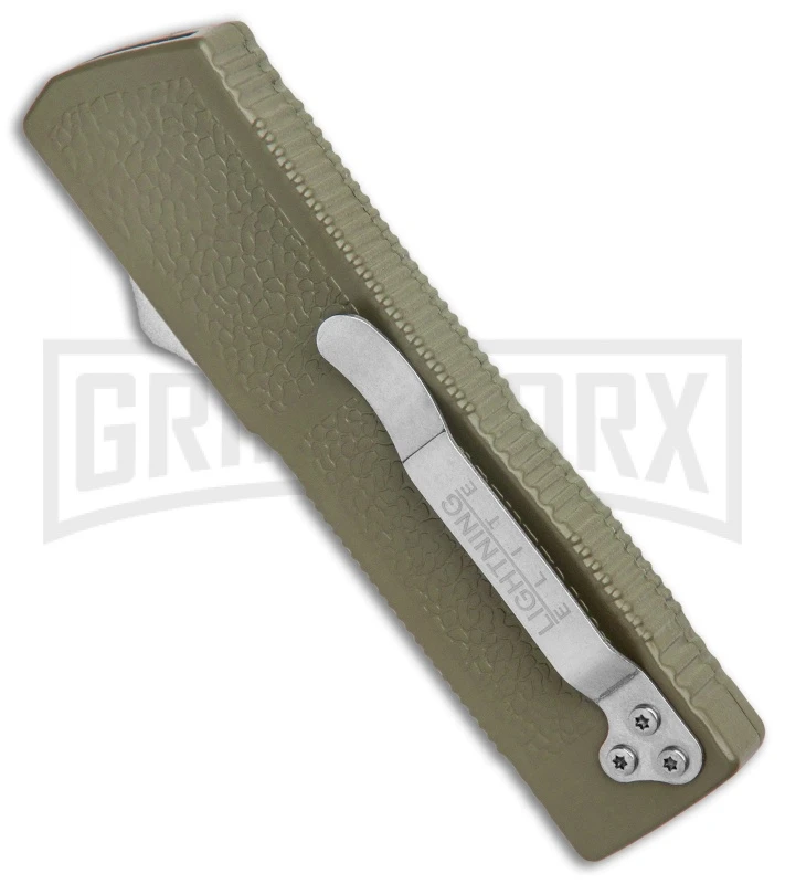 Lightning Elite OD Green D/A OTF Automatic Knife - Drop Point Satin Plain - Image 3