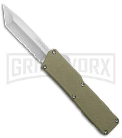 Lightning OD Green D/A OTF Automatic Knife - Tanto Satin Serr