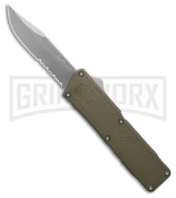 Lightning OD Green D/A OTF Automatic Knife - Clip Point Satin Serrated