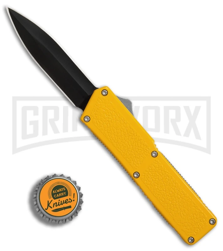 Lightning Yellow D/A OTF Automatic Knife - Black Dagger - Image 4