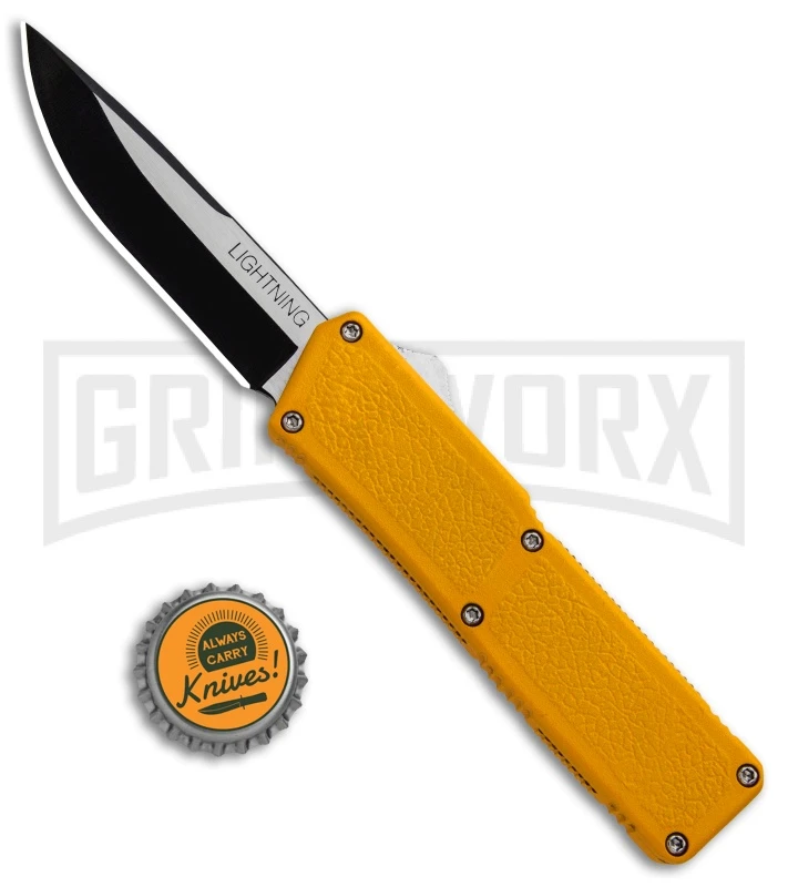 Lightning Yellow D/A OTF Automatic Knife - Two-Tone Plain - Image 4