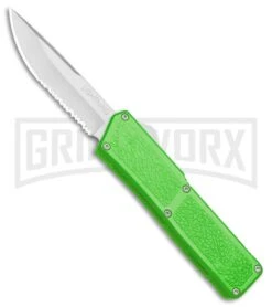 Lightning Zombie Edition Green D/A OTF Automatic Knife - Satin Serr