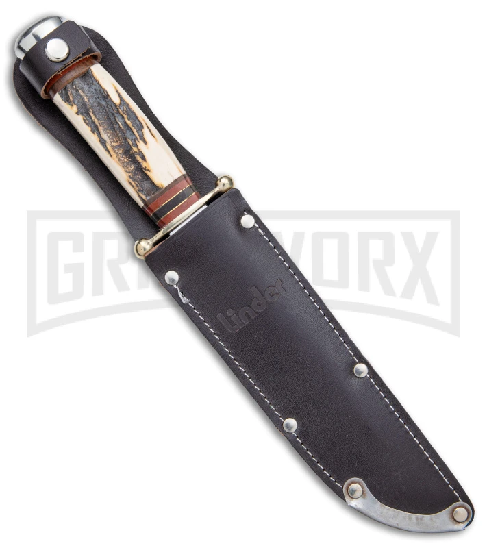 Linder Medium Bowie Brown/White Stag Fixed Blade Knife - Clip Point Plain - Image 3