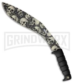 M-Tech Boomerang Kukri Black Fixed Blade Knife - Gray Plain