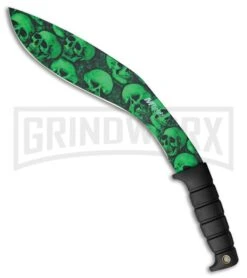M-Tech Boomerang Kukri Black Fixed Blade Knife - Green Plain
