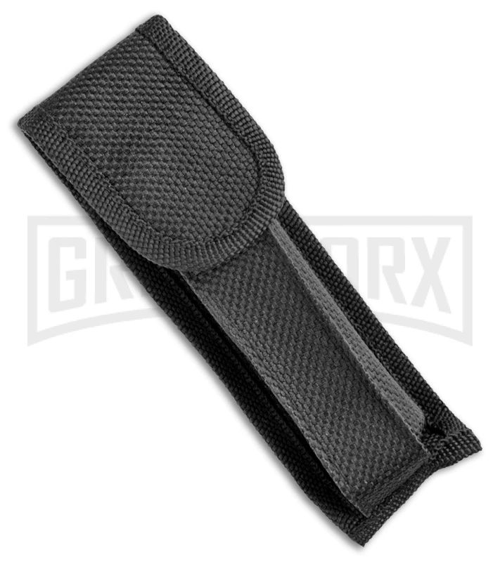 Mago 9" Blue Marble Italian Stiletto OTF Auto Knife Black Bolsters (Bayo Satin) - Image 4