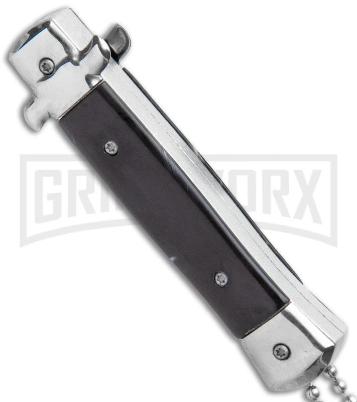 Mago 4.75" Mini Stiletto OTF Automatic Knife - Black Marble - Image 3