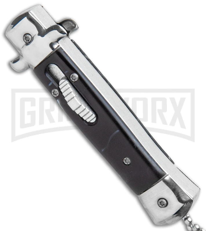 Mago 4.75" Mini Stiletto OTF Automatic Knife - Black Marble - Image 2