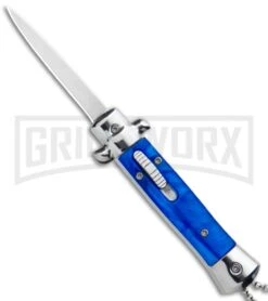 Mago 4.75" Mini Stiletto OTF Automatic Knife - Blue Marble