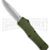 Mantis Auto Green Aluminum OTF Knife Drop Point - Satin Plain