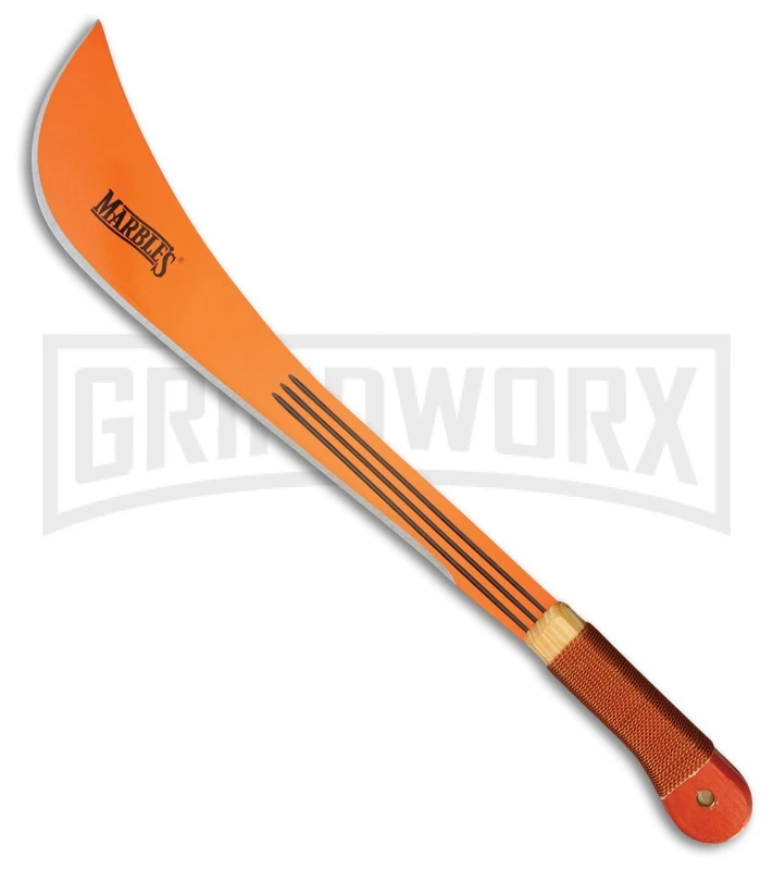 Marbles Swamp Master Machete (24.25") Wire Wrapped Wood - Orange Plain
