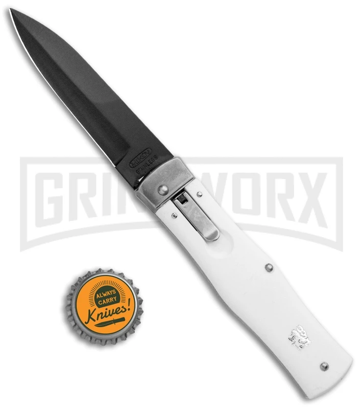 Mikov 241 Predator ABS White Automatic Lever Lock Knife - Black Bayo - Image 4