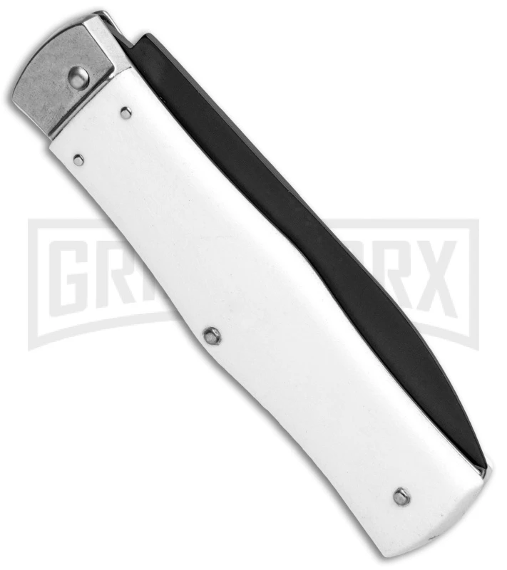 Mikov 241 Predator ABS White Automatic Lever Lock Knife - Black Bayo - Image 3
