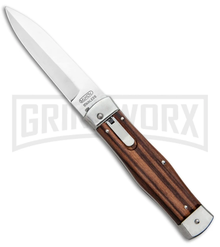 Mikov 241 Predator Wood Automatic Leverlock Bayo Knife - Polish Plain