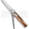 Mikov 241 Predator Stag Horn Lever Lock Automatic Knife W/ Saw - Polish Plain