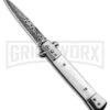 Milano 9" Stiletto Mirror Automatic Knife - Bayonet Sim Damascus