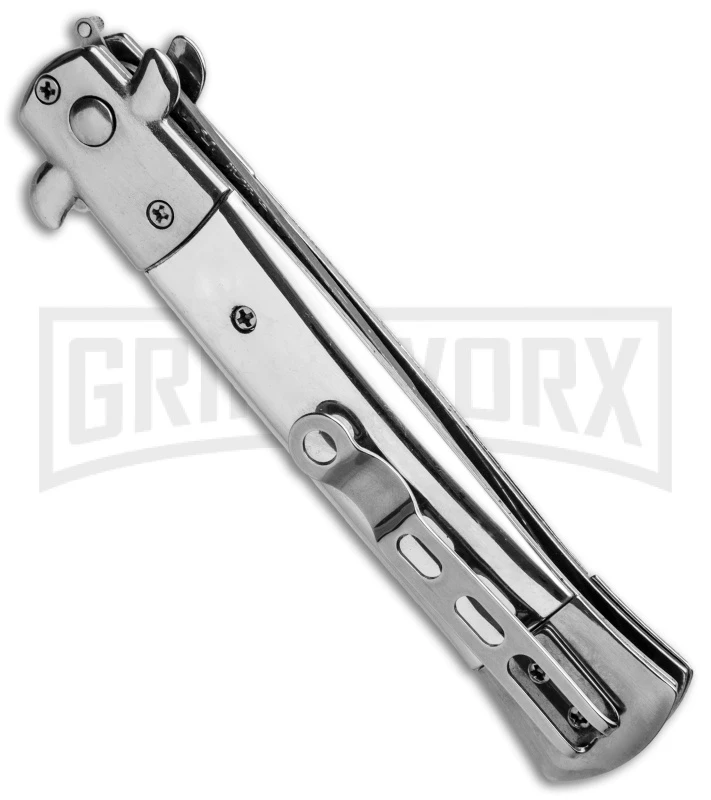 Milano 9" Stiletto Mirror Automatic Knife - Bayonet Sim Damascus - Image 3