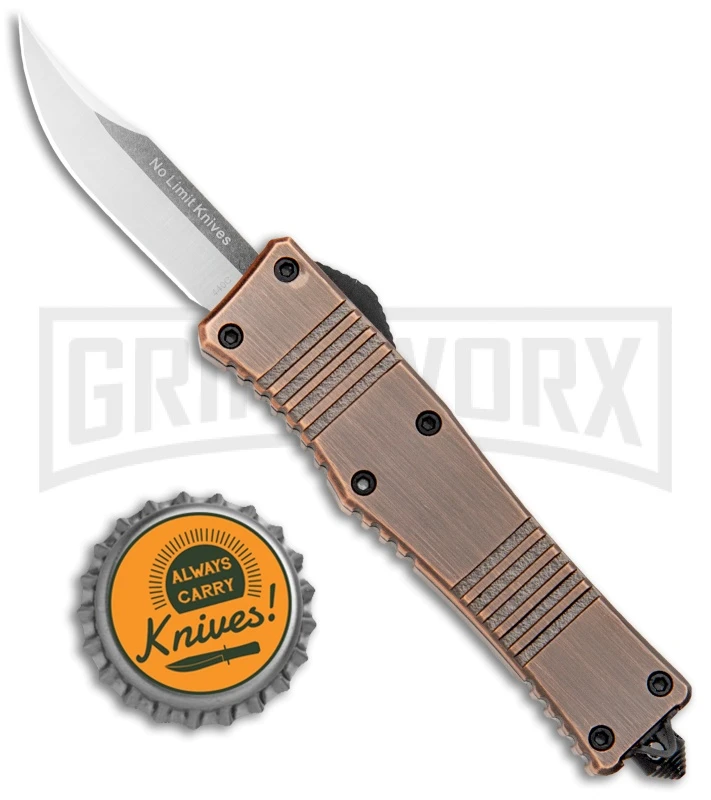 No Limit Knives Cali-Legal OTF Automatic Knife Bronze - Clip Point Satin - Image 4
