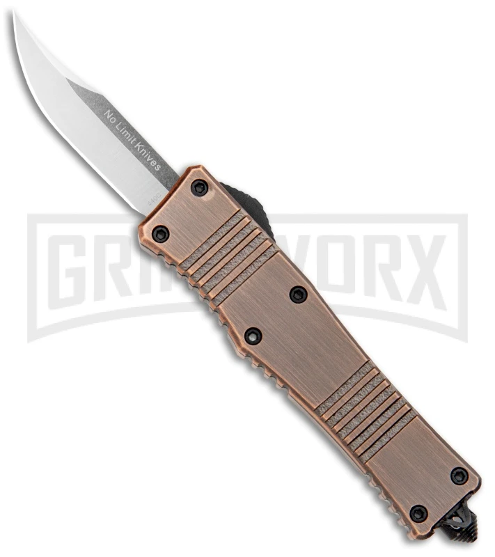 No Limit Knives Cali-Legal OTF Automatic Knife Bronze - Clip Point Satin