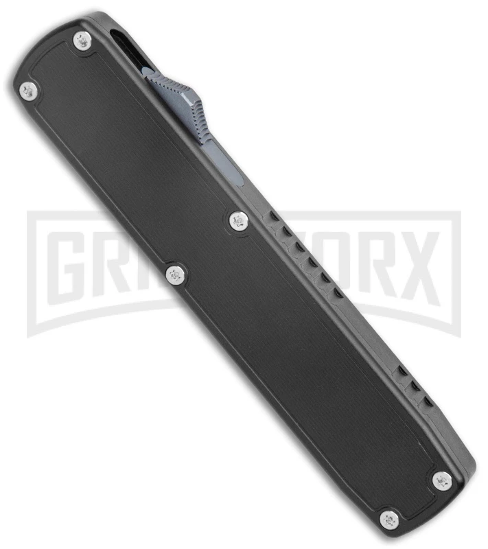 No Limit Knives Stinco Black OTF Automatic Knife - Dagger Satin Plain - Image 2