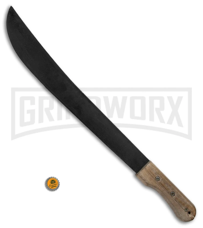 Okapi Bush Wood Machete Fixed Blade - Black Plain - Image 2