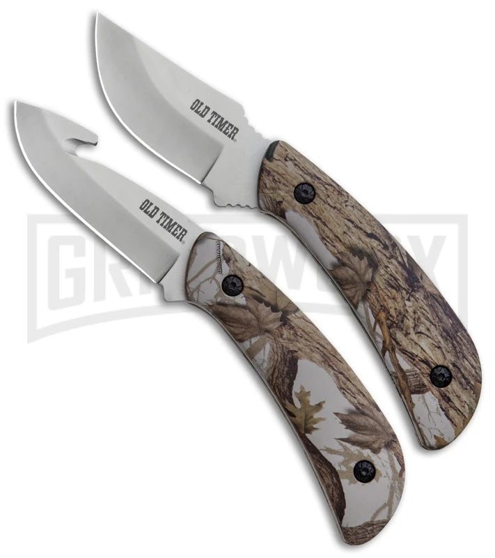 Schrade Old Timer Snowblind Camo 2-Piece Fixed Blade Hunting Knife Set