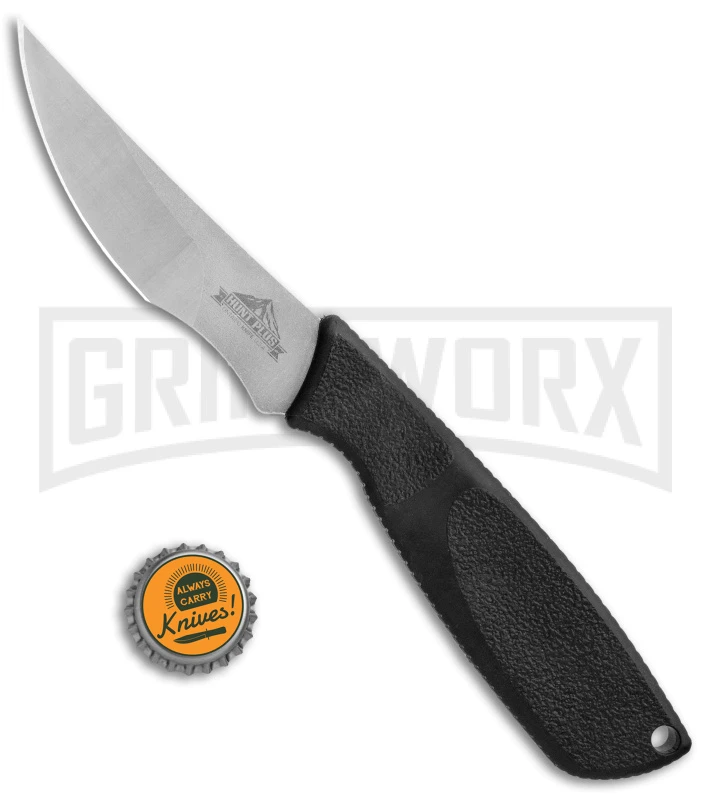 Ontario Hunt Plus Caper Black Rubber Fixed Blade Knife - Satin Plain - Image 4