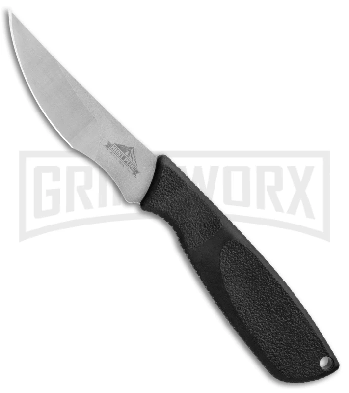 Ontario Hunt Plus Caper Black Rubber Fixed Blade Knife - Satin Plain