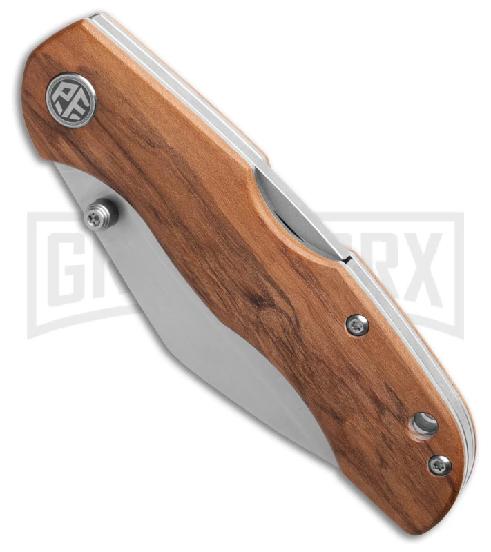 Petrified Fish Skalor Olive Wood Lockback Knife - Satin Plain - PFE12 OWOS - Image 2
