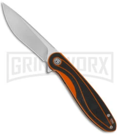 Petrified Fish Skipper Orange G-10 PF858 Liner Lock Knife - Satin D2