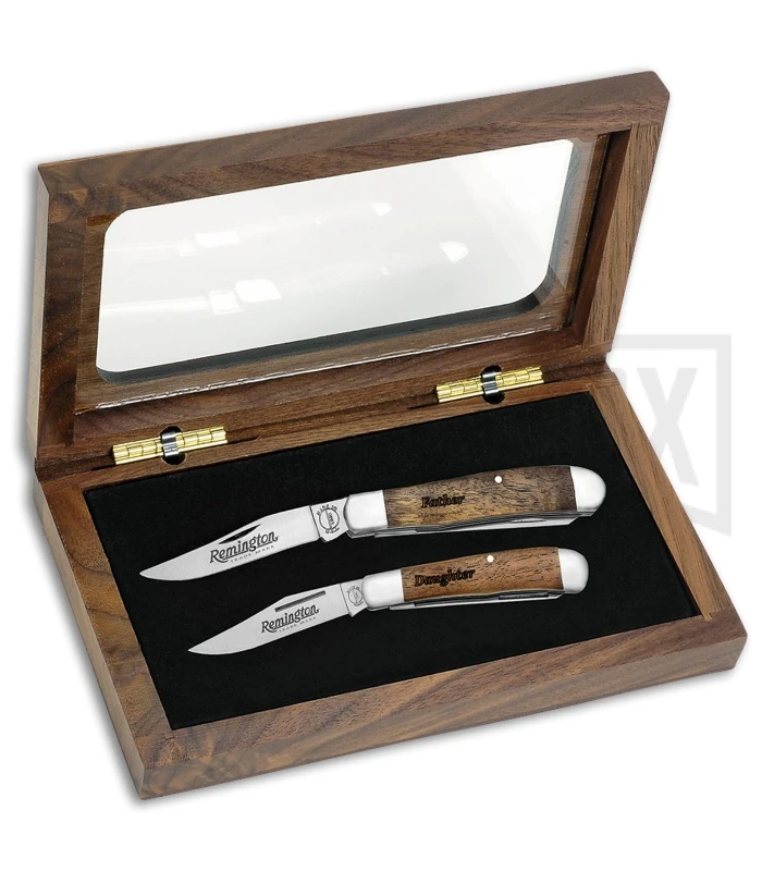 Remington Father And Daughter Trapper Set Wood Pocket Knives