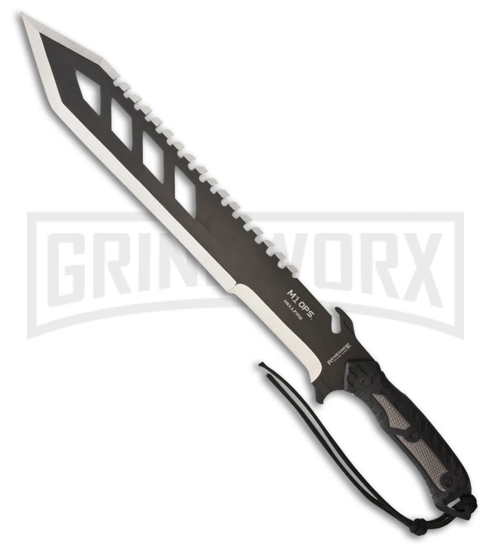 Renegade Tactical Steel M1OPS Hellfire Machete (24") Black Rubber - Two-Tone
