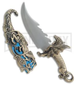 Rite Edge Dragon Fear Gray Aluminum Fixed Blade Knife - Gray Plain