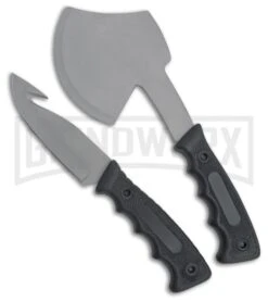 Rite Edge Hunter Set Black Axe W/ Fixed Blade Knife Set - Satin Plain
