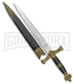 Rite Edge Star Of David Black Fixed Blade Knife Dagger - Mirror Plain